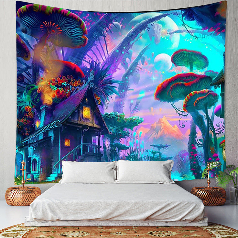 Psychedelic Forest Mushroom Wall Tapestry Art Decor Blanket