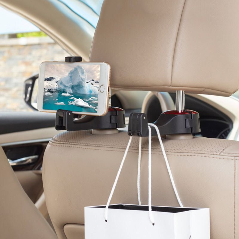 2 In 1 Car Seat Headrest Hook with Phone Holder