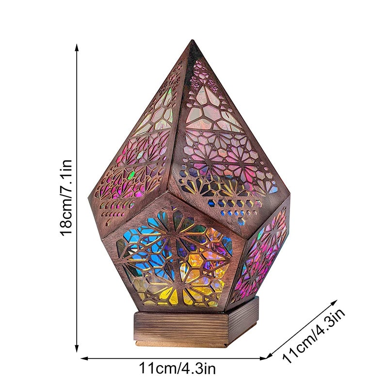 Bohemian Polar Star Wooden Floor Lamp, LED Colorful Star Projector