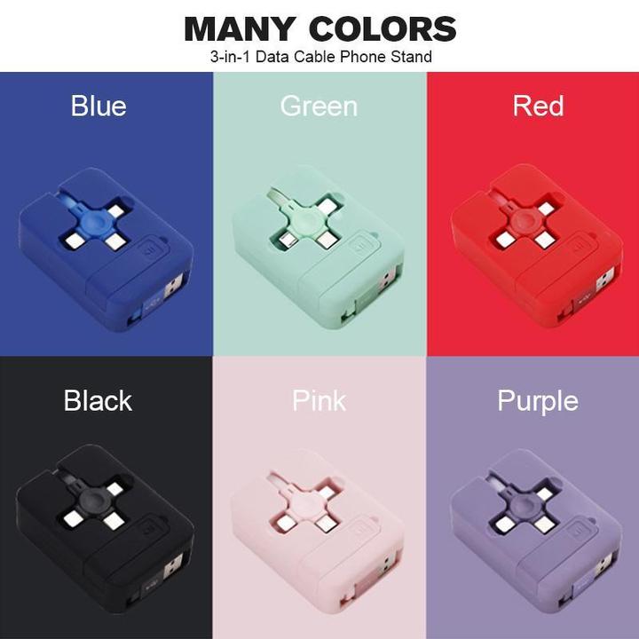 4-in-1 Retractable USB Charging Cable with Phone Stand