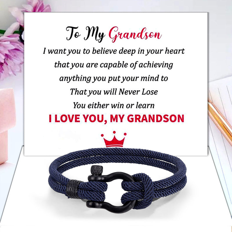 Love You Forever Nautical Braided Rope Bracelet - To My Son/Grandson