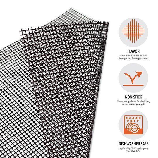 Teflon Non-stick BBQ Grill Mesh Mat for Reusable Cleaning