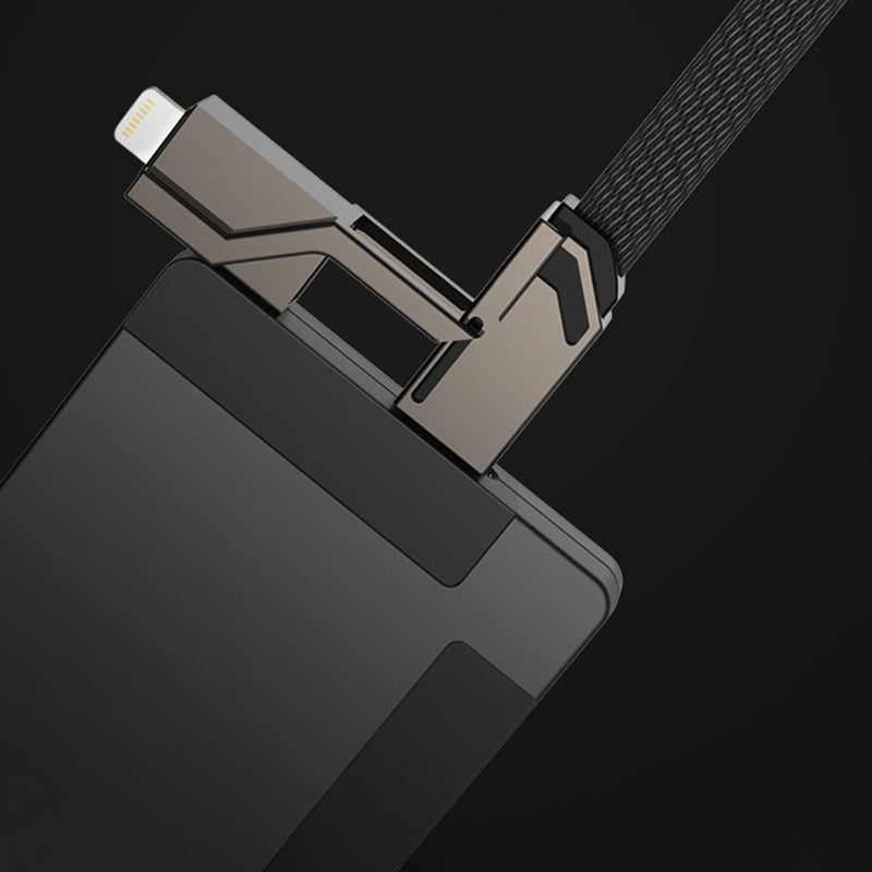 🔥4-in-1 Flat Braided Anti-tangle Charger Cable with Velcro👍