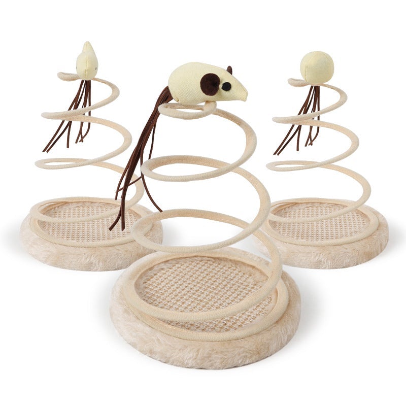 Simulation Mouse Plush Spiral Steel Wire Spring Disc Toy
