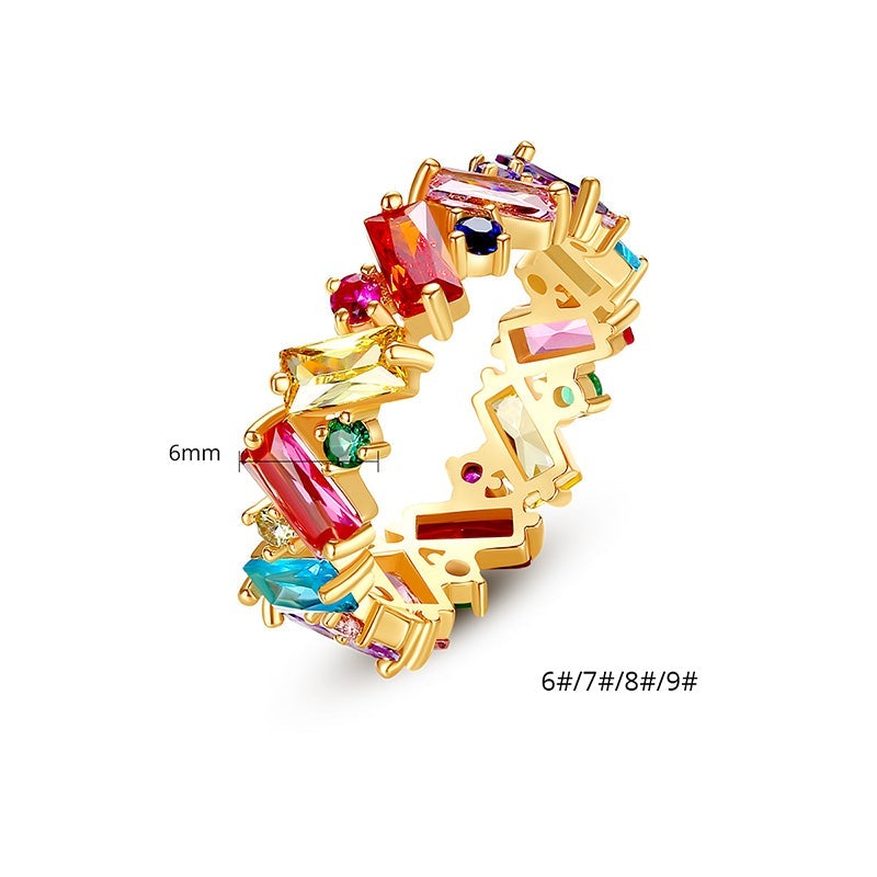 Gift to A Loved One - Rainbow Band Zircon Ring
