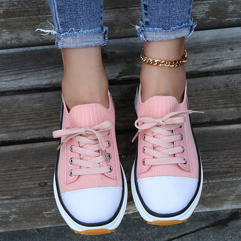 Women Lace-up Sneakers In Stretch Fabric