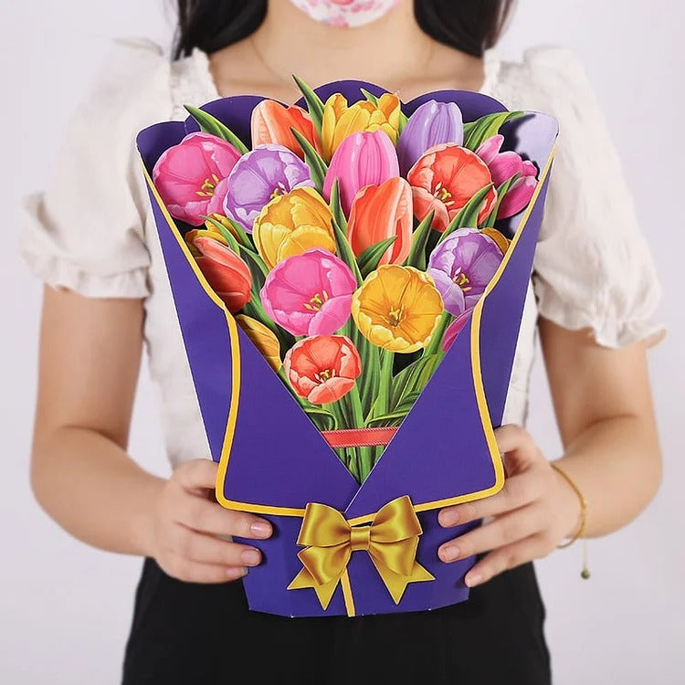 💐3D Stereo Flower Bouquet, Life Size Pop-Up Greeting Card Gift