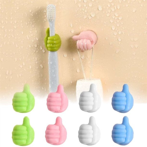 Creative Self-Adhesive Thumb-up Shape Wall Hooks, Adhesive Small Hand Hooks