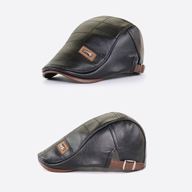 Leather Adjustable Newsboy Hats for Men Fashion Beret Hat Flat Cap