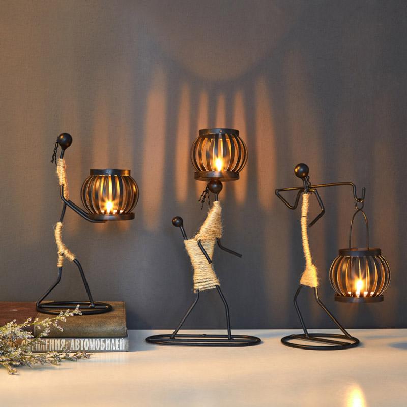 Nordic Candle Holder Abstract Metallic Sculptures Candlestick Art Crafts
