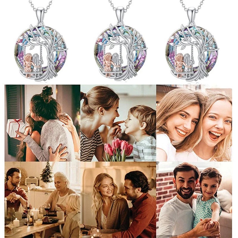 Tree of Life Sister on the Swing Necklace - Thank You for Being My Unbiological Sister