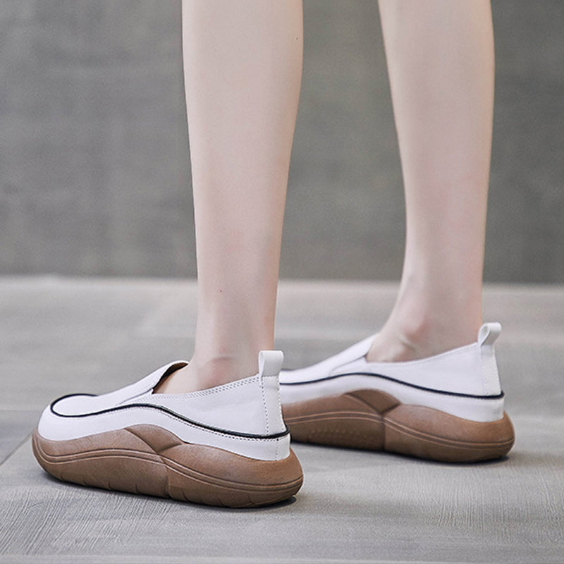 Women's Thick Sole Low-cut Leather Shoes