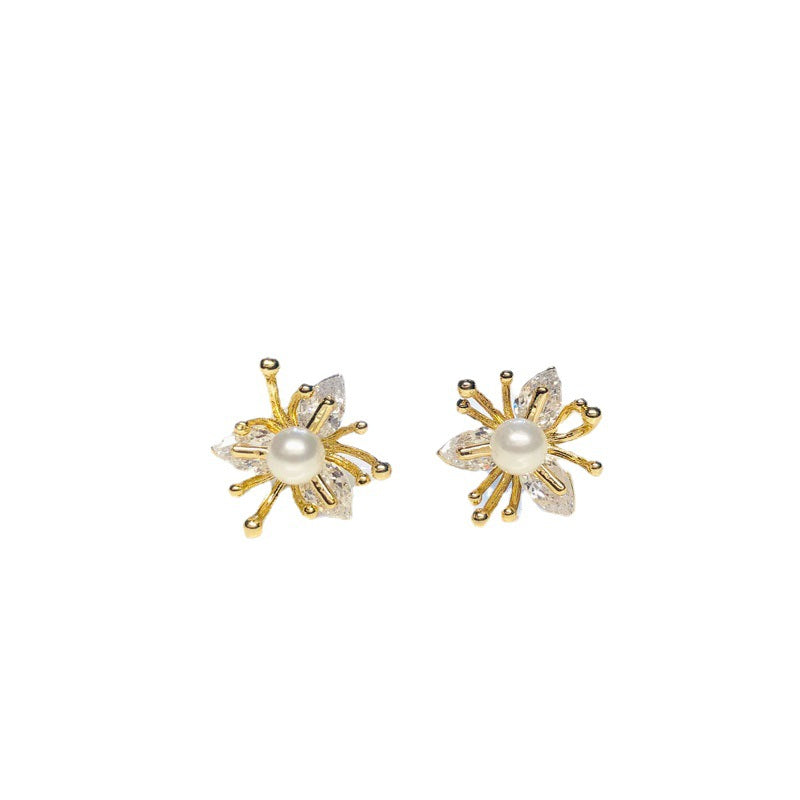 Crystal & Pearl Flower Earrings