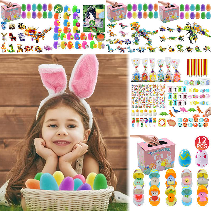 12/24 PCS Wind Up Toy Prefilled Easter Eggs for Kids Easter Basket Stuffers