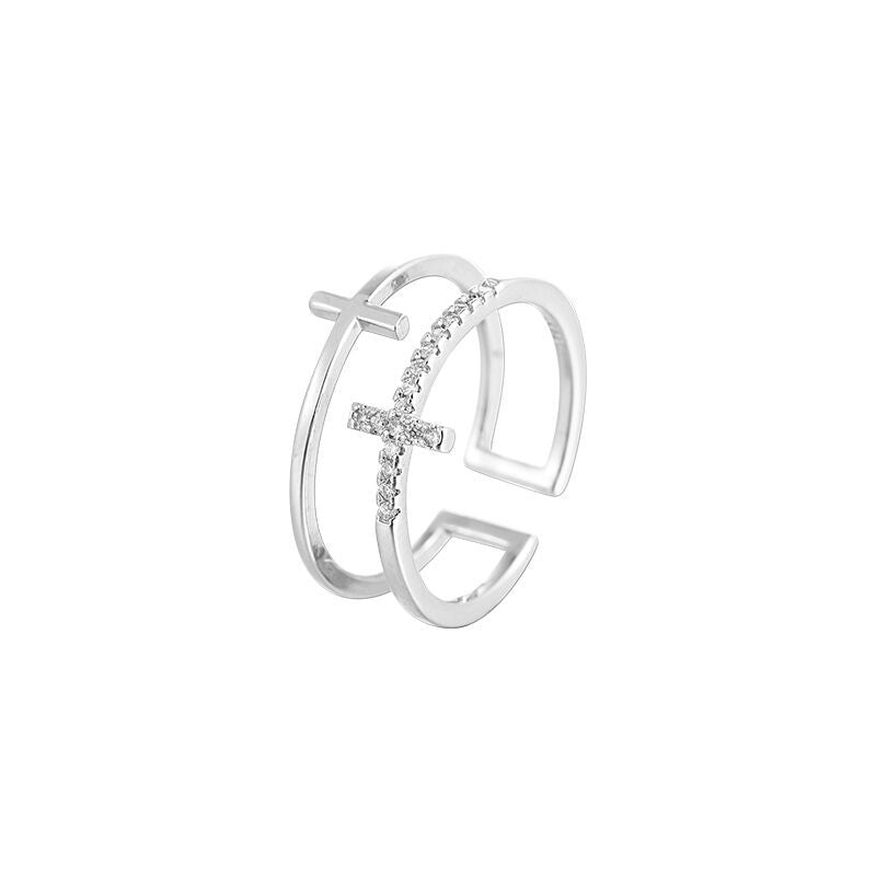 Pray Through It Double Cross Double-layer Ring
