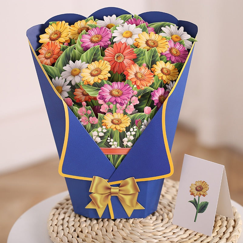 💐3D Stereo Flower Bouquet, Life Size Pop-Up Greeting Card Gift