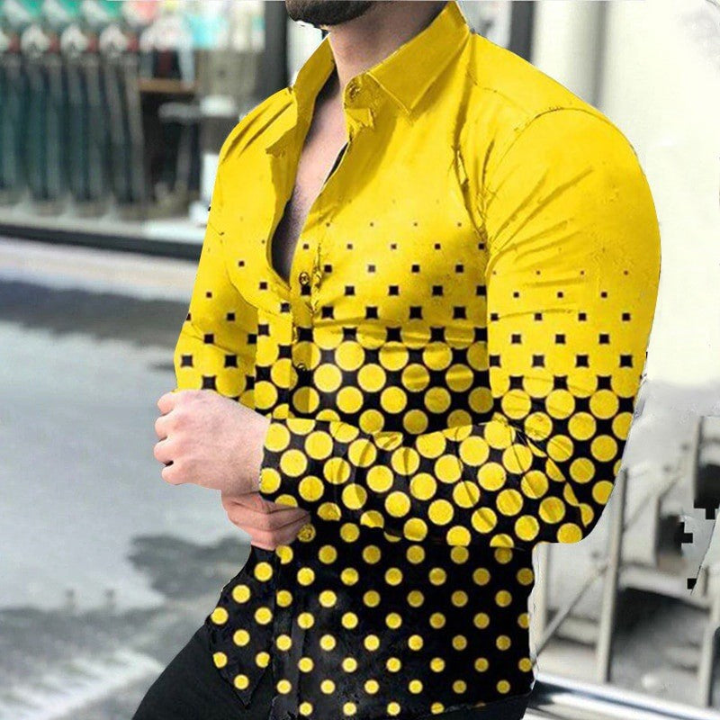Men Long Sleeve Loose Fit Shirt