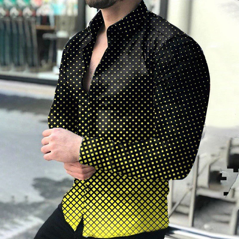 Men Long Sleeve Loose Fit Shirt
