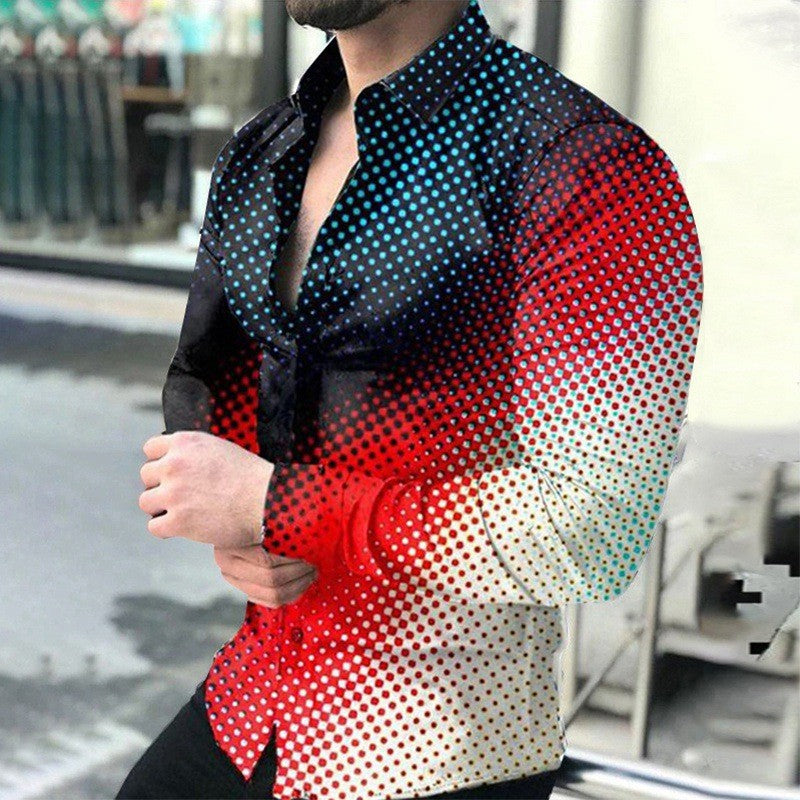 Men Long Sleeve Loose Fit Shirt