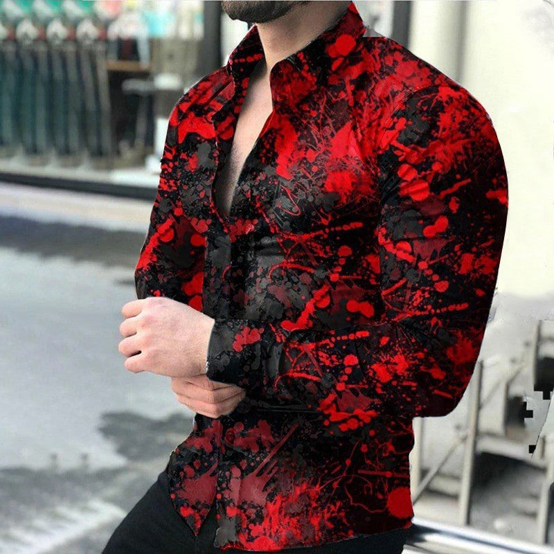 Men Long Sleeve Loose Fit Shirt