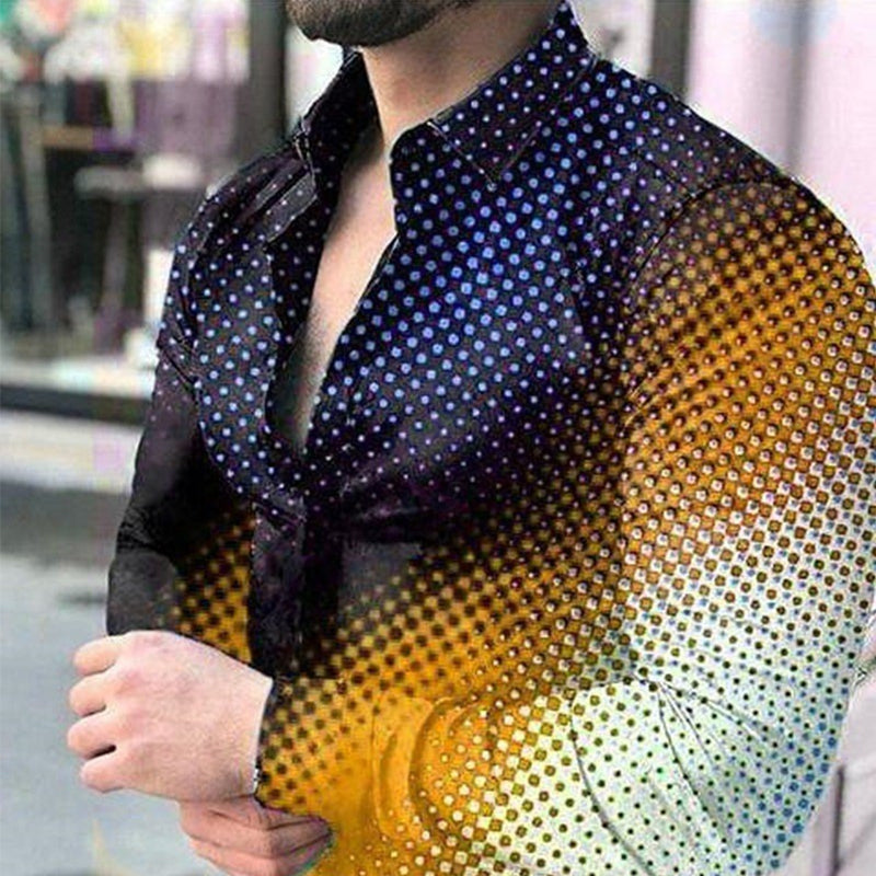Men Long Sleeve Loose Fit Shirt