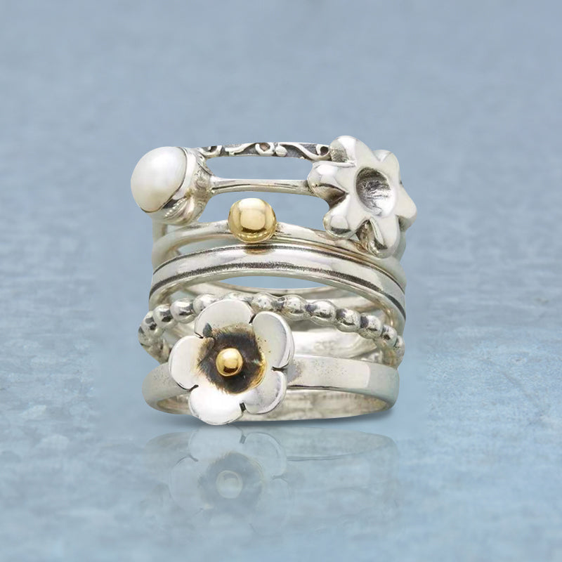 Flower Pearl Set Ring