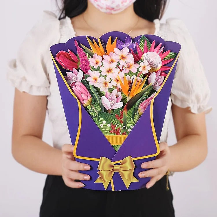 💐3D Stereo Flower Bouquet, Life Size Pop-Up Greeting Card Gift