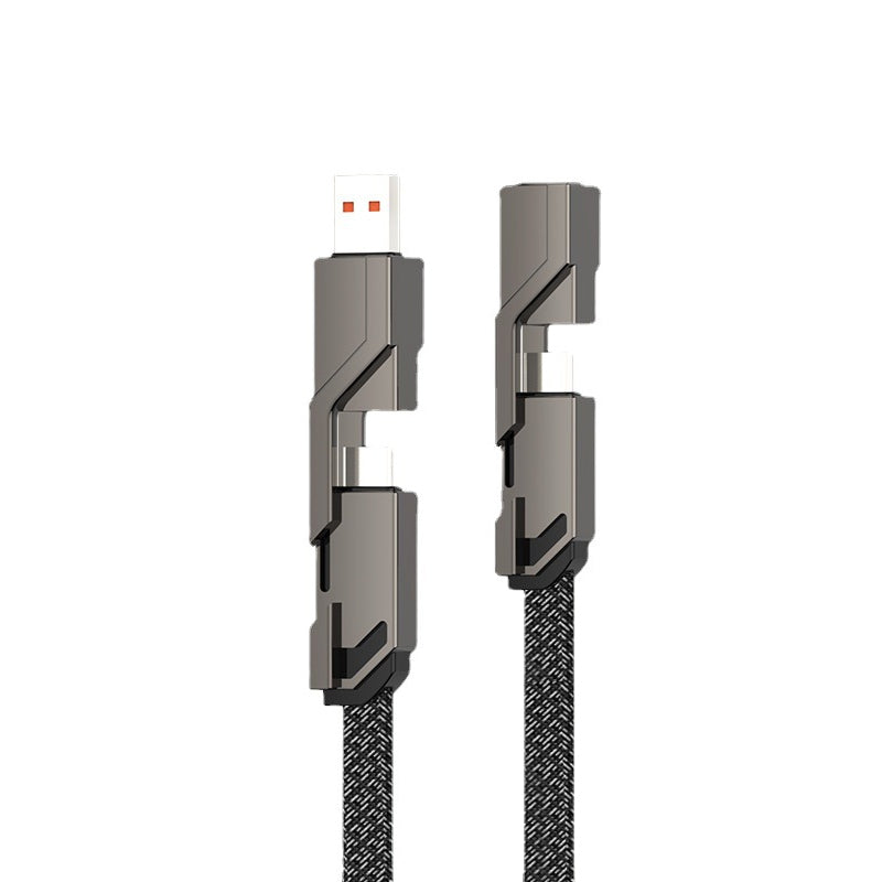 🔥4-in-1 Flat Braided Anti-tangle Charger Cable with Velcro👍