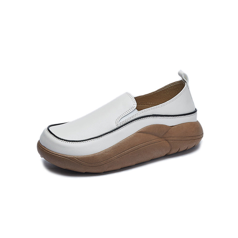 Women's Thick Sole Low-cut Leather Shoes