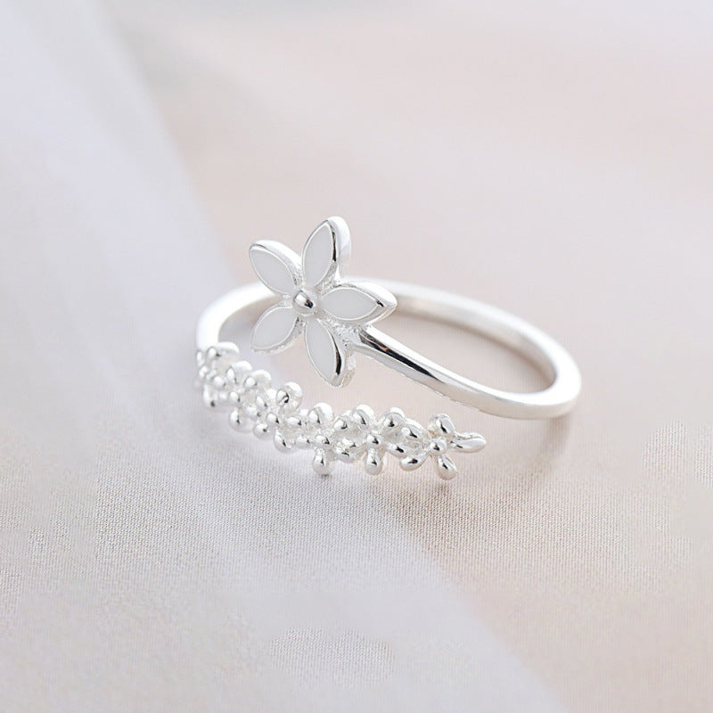 Cherry Blossom S925 Sterling Silver Adjustable Ring