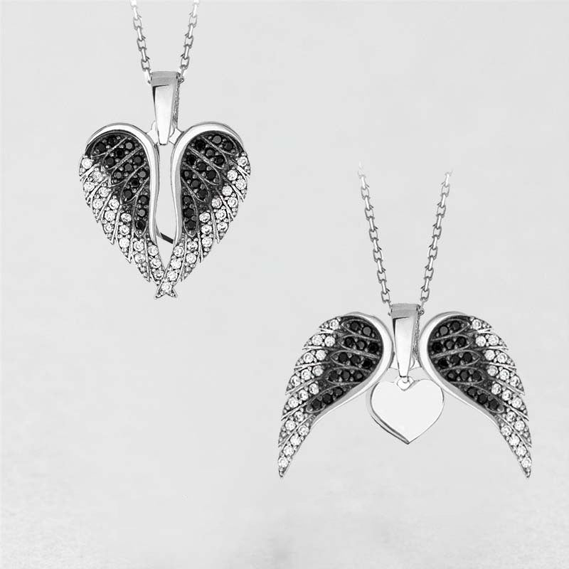 Heart & Angel Wings Pendant Necklace