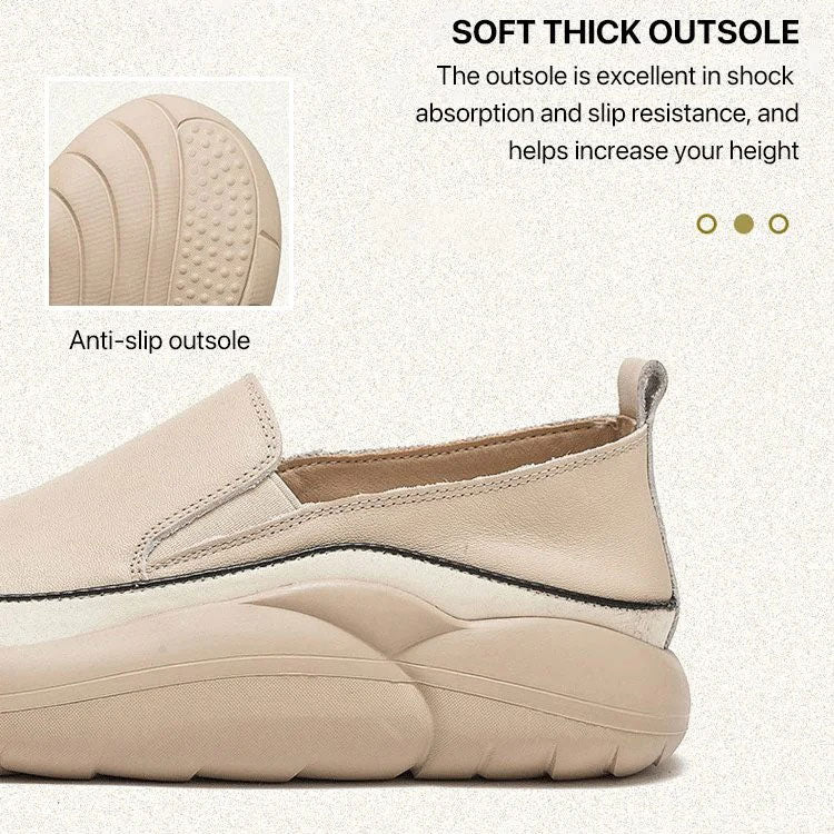 Women's Thick Sole Low-cut Leather Shoes
