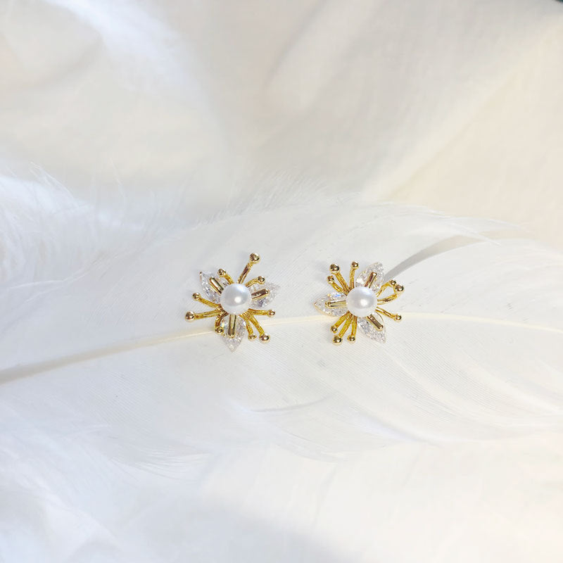 Crystal & Pearl Flower Earrings