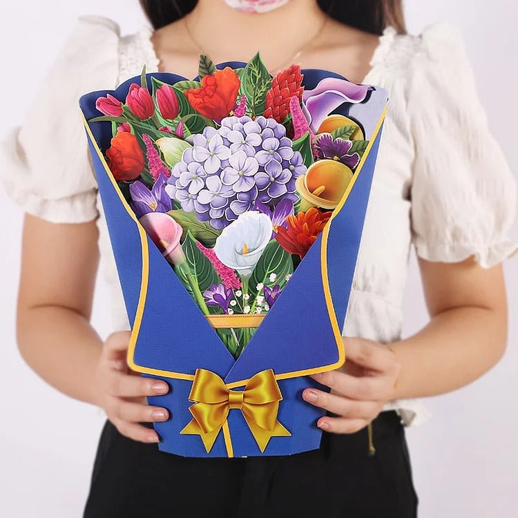 💐3D Stereo Flower Bouquet, Life Size Pop-Up Greeting Card Gift