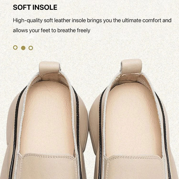 Women's Thick Sole Low-cut Leather Shoes