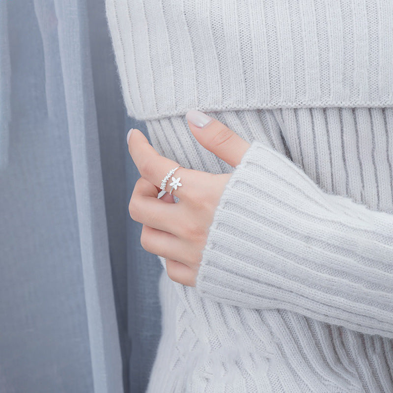 Cherry Blossom S925 Sterling Silver Adjustable Ring