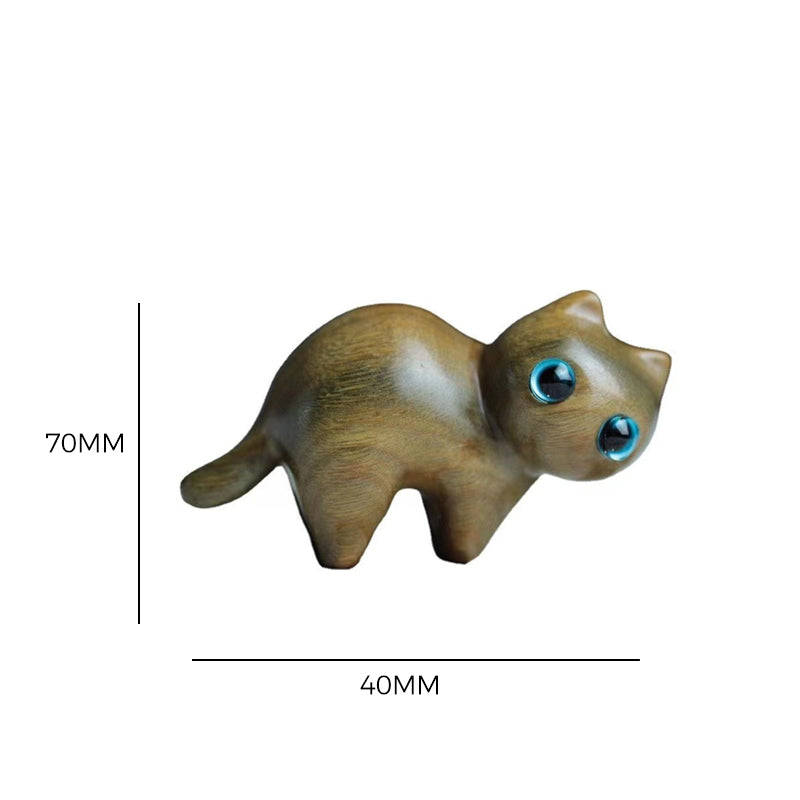 🐈Handmade Wood Carved Cat Decoration