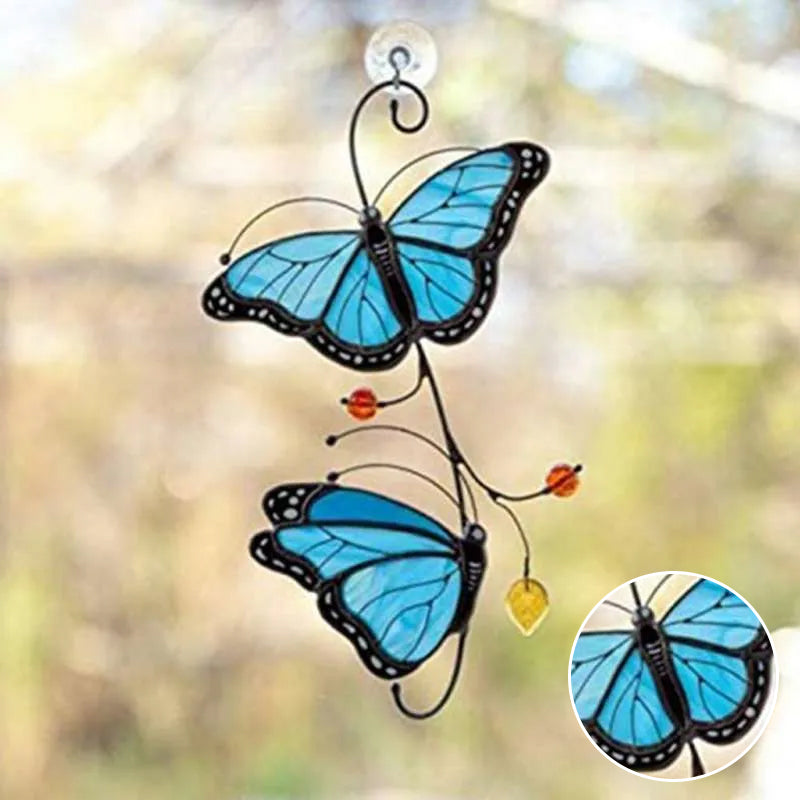 🦋🦋Stained Monarch Butterfly Glass Window Decor