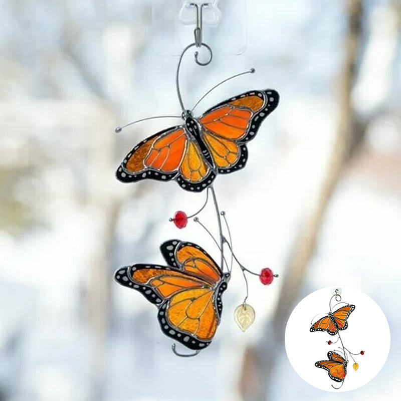 🦋🦋Stained Monarch Butterfly Glass Window Decor