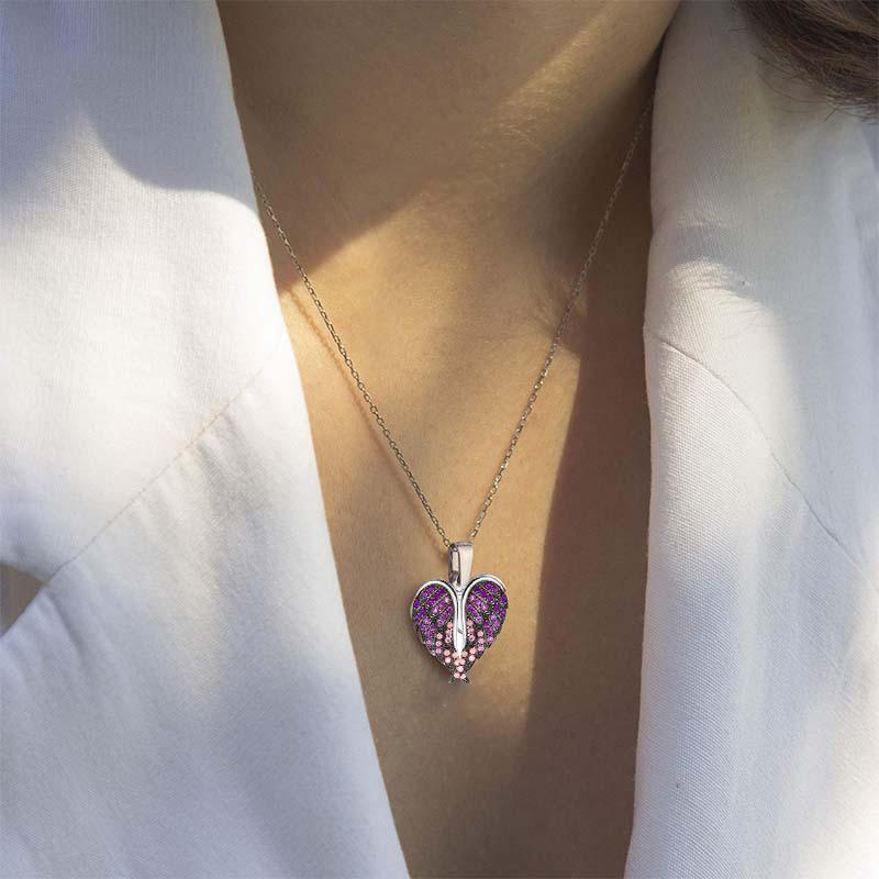 Heart & Angel Wings Pendant Necklace