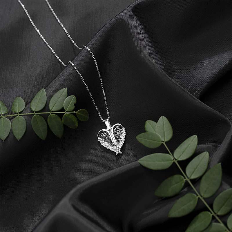 Heart & Angel Wings Pendant Necklace
