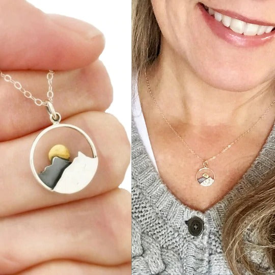 Sunrise & Sunset Montain Couple Necklaces