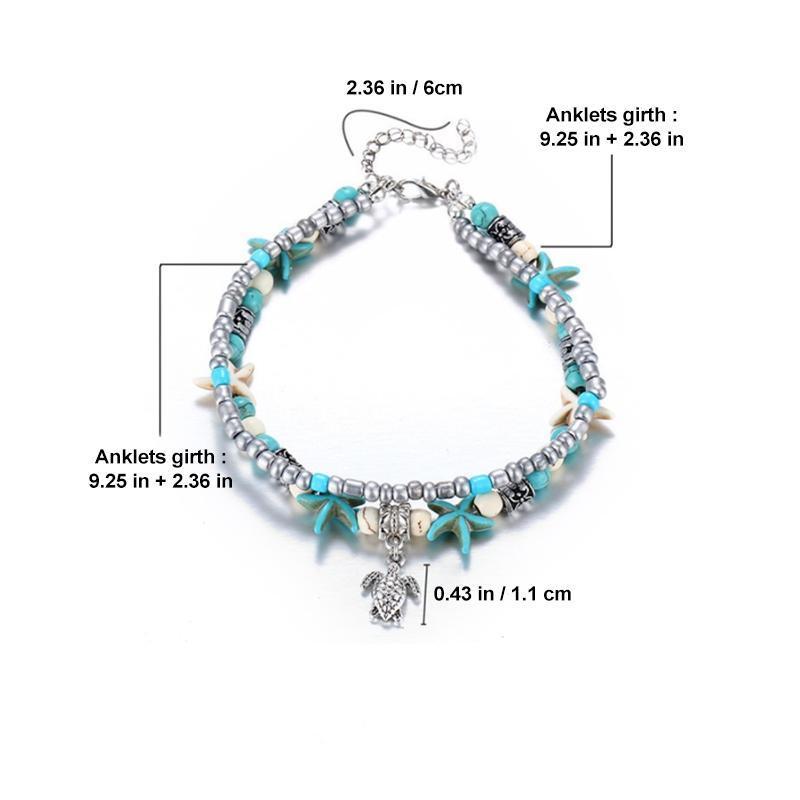 Beachy Sea Star & Turtle Anklet