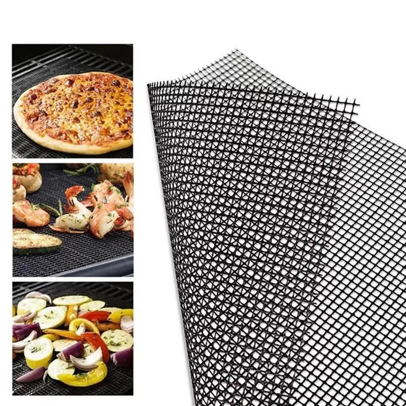Teflon Non-stick BBQ Grill Mesh Mat for Reusable Cleaning