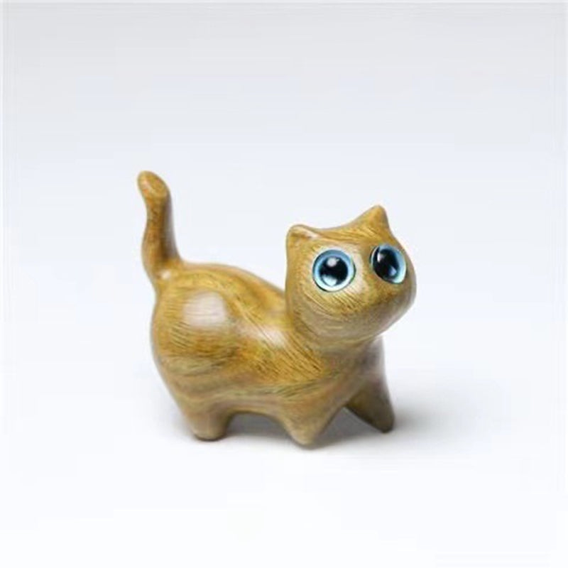 🐈Handmade Wood Carved Cat Decoration