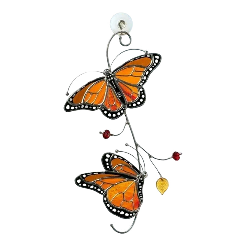 🦋🦋Stained Monarch Butterfly Glass Window Decor